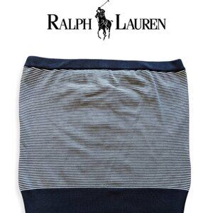 RALPH LAUREN Women's Strapless Top Stripes Silk Size L NWT